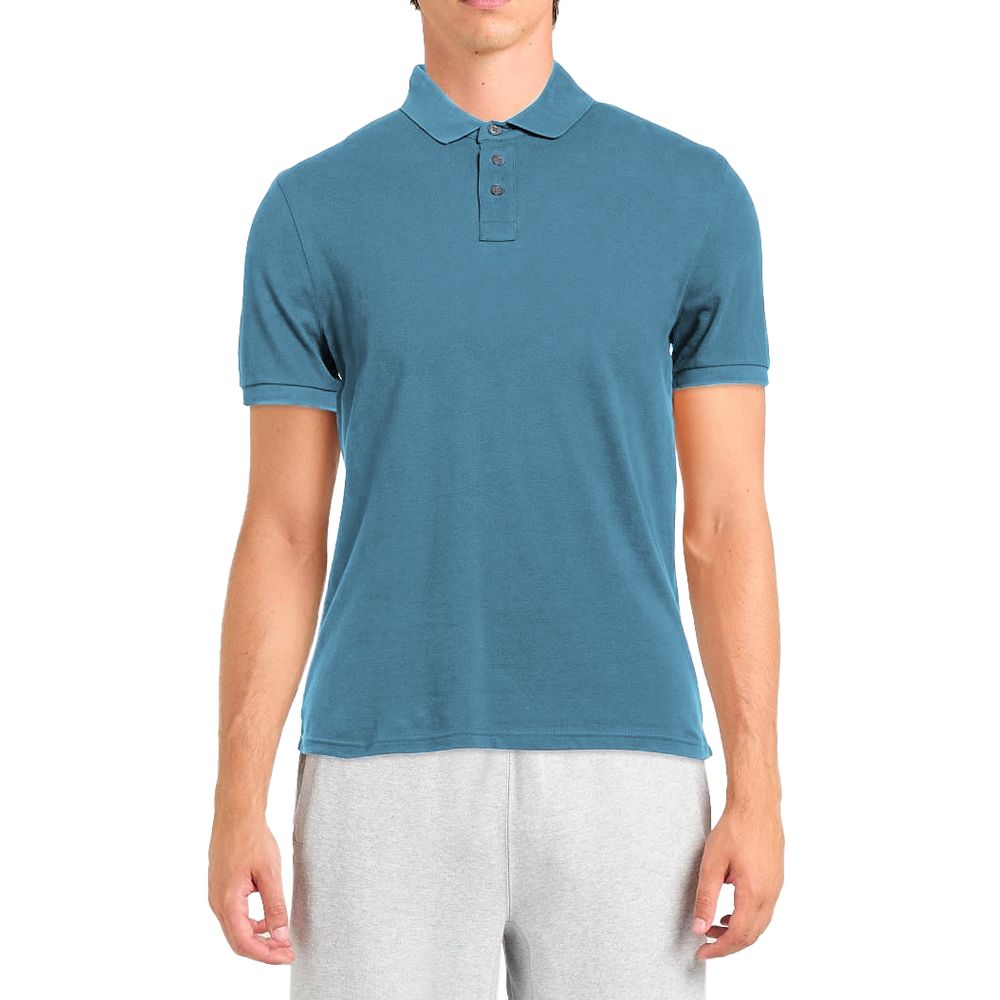 Alpha Studio Light Blue Cotton Men Polo Shirt Alpha Studio