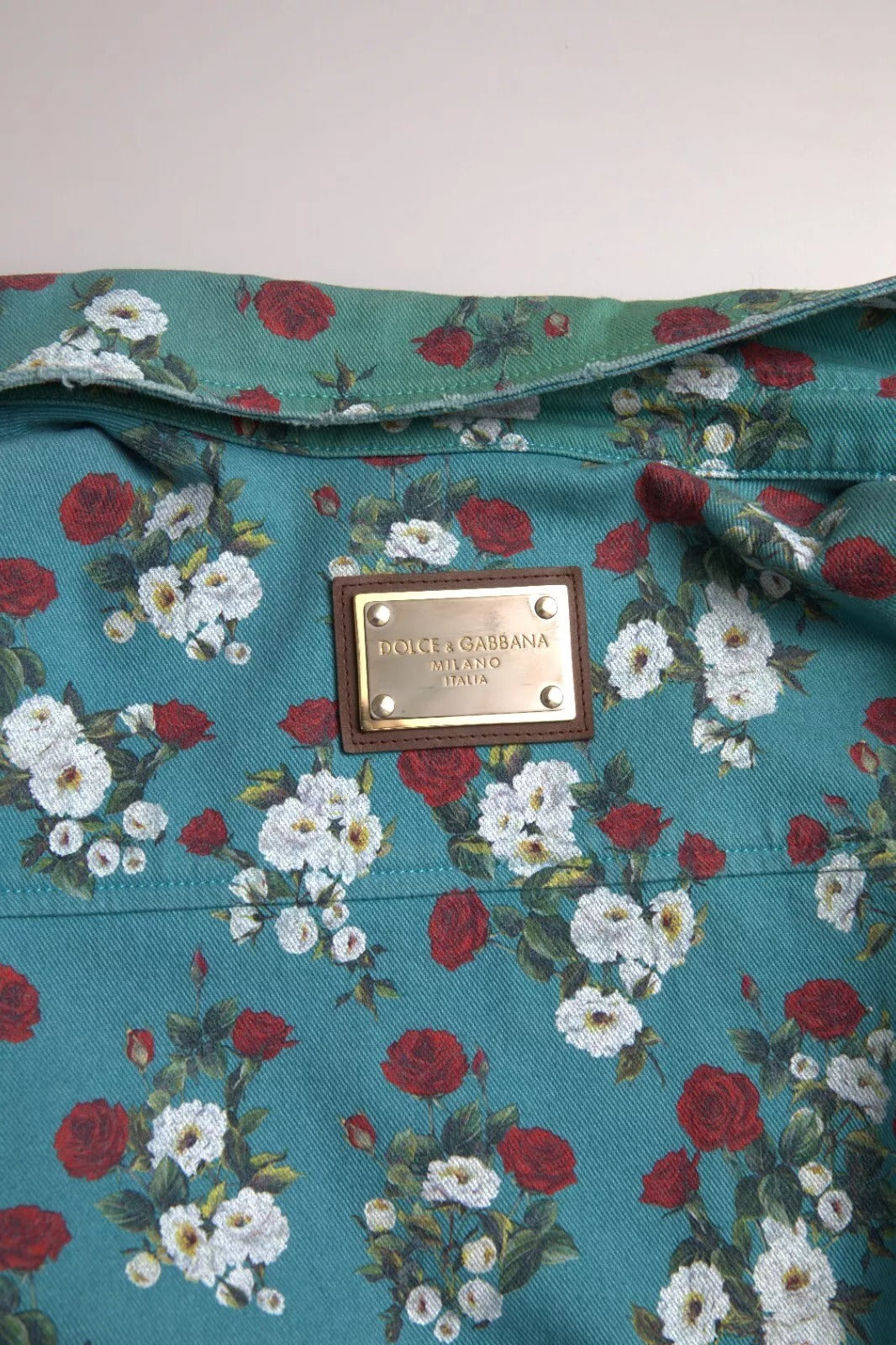 Dolce & Gabbana Blue Floral Cotton Button Down Denim Shirt Dolce & Gabbana