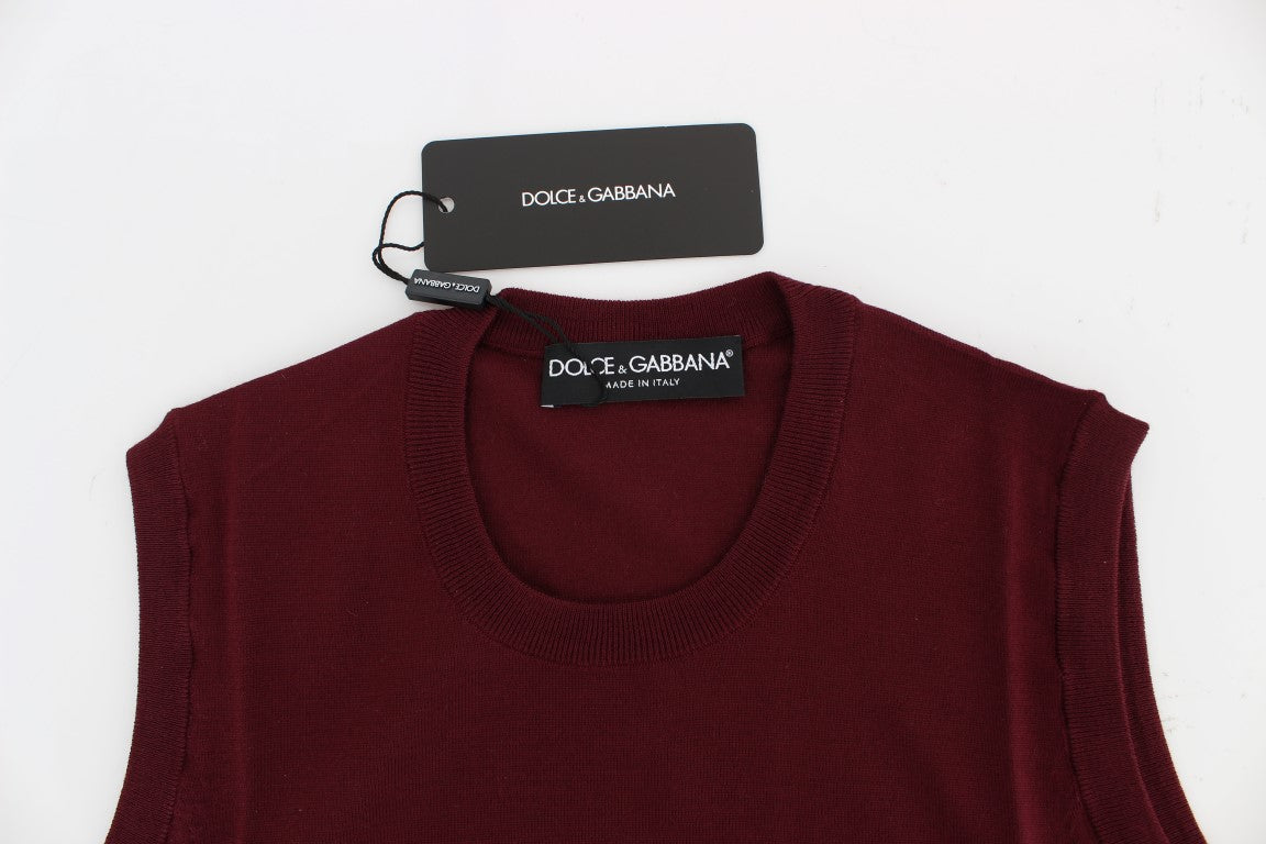 Dolce & Gabbana Red Sleeveless Crewneck Vest Pullover Dolce & Gabbana