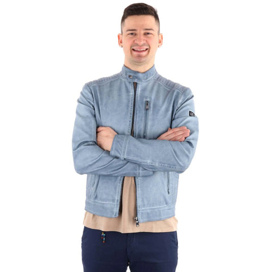 Yes Zee Light Blue Polyethylene Men Jacket Yes Zee