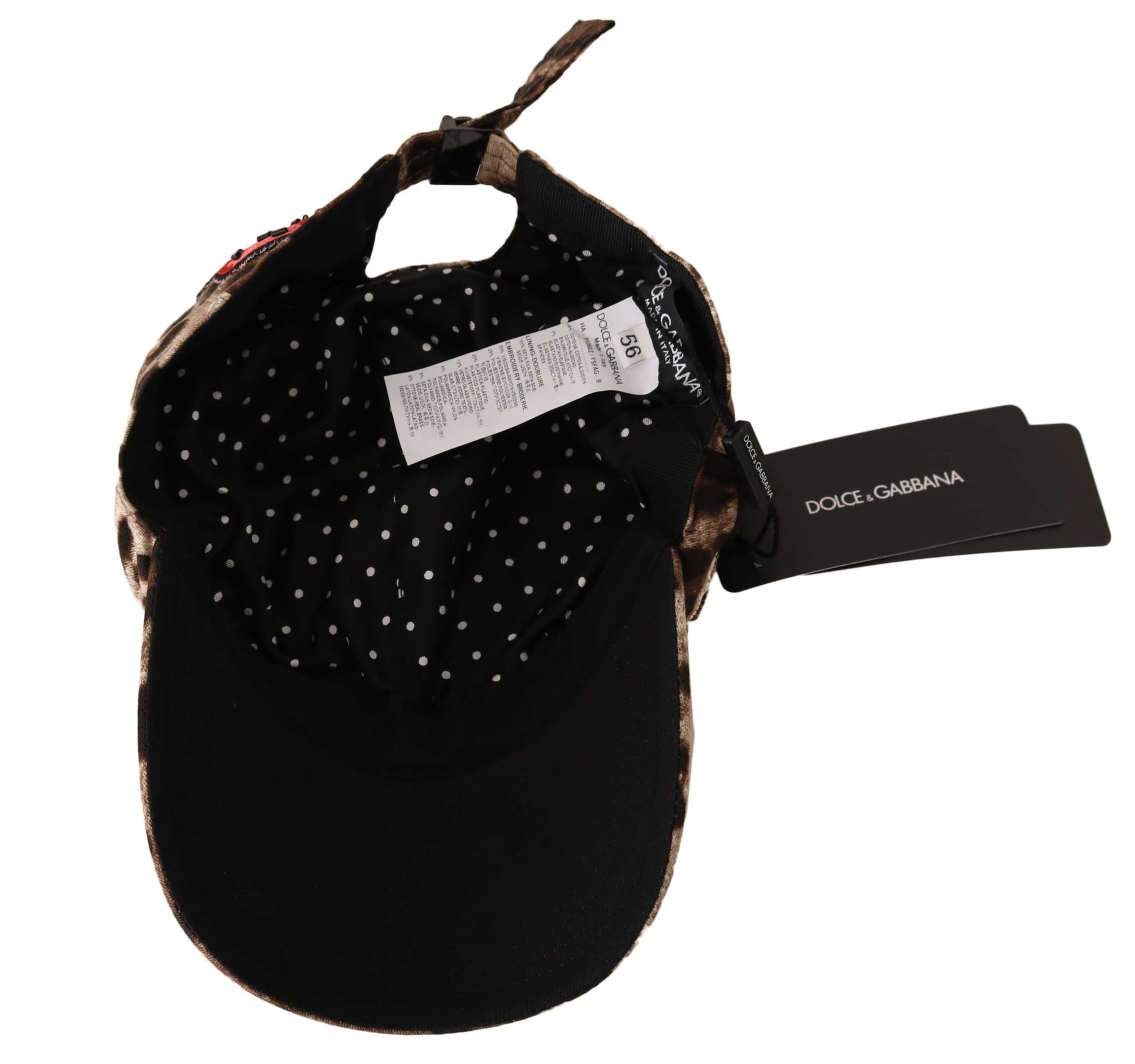 Dolce & Gabbana Brown Leopard Sequin Sicily Applique Baseball Hat Dolce & Gabbana