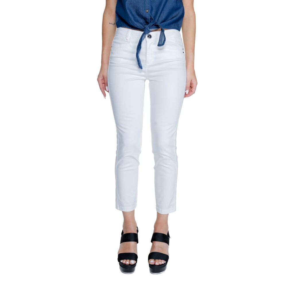 Street One White Cotton Casual Pants Street One