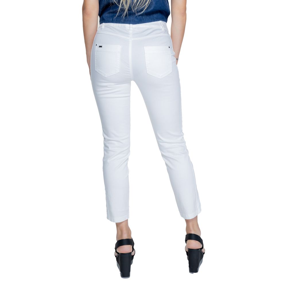 Street One White Cotton Casual Pants Street One