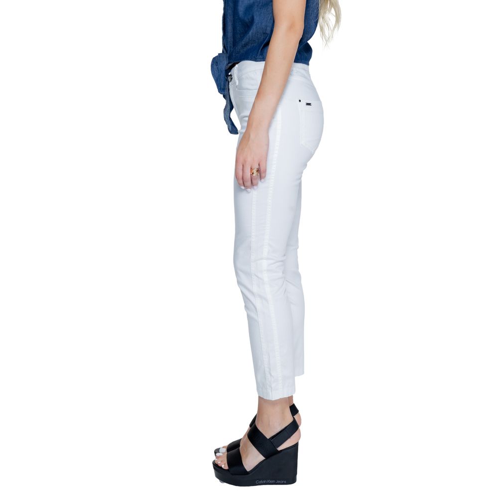 Street One White Cotton Casual Pants Street One