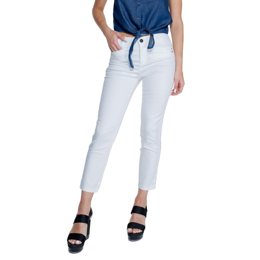 Street One White Cotton Casual Pants Street One