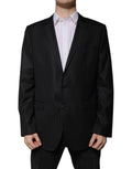 Dolce & Gabbana Dark Gray Stripe Wool Single Breasted Blazer