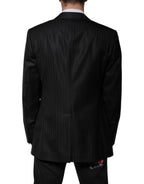 Dolce & Gabbana Dark Gray Stripe Wool Single Breasted Blazer