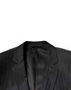 Dolce & Gabbana Dark Gray Stripe Wool Single Breasted Blazer