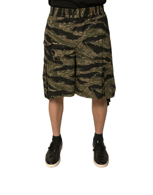 Dolce & Gabbana Black Gold Patterned Cotton Bermuda Shorts Dolce & Gabbana