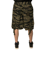Dolce & Gabbana Black Gold Patterned Cotton Bermuda Shorts - Eljoys Fashion 