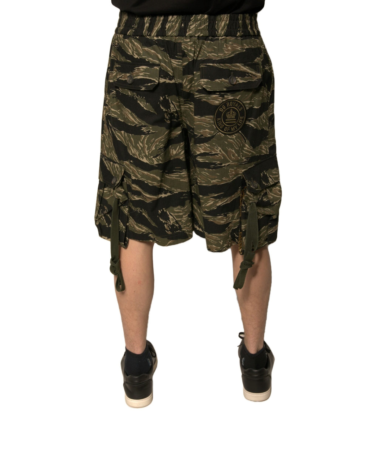 Dolce & Gabbana Black Gold Patterned Cotton Bermuda Shorts - Eljoys Fashion 