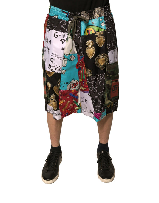 Dolce & Gabbana Multicolor Patchwork Cargo Bermuda Shorts Dolce & Gabbana