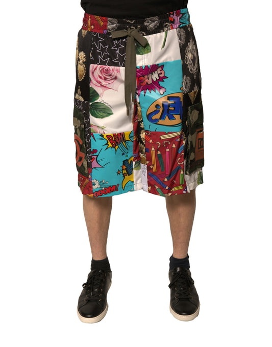 Dolce & Gabbana Multicolor Patchwork Cargo Bermuda Shorts Dolce & Gabbana