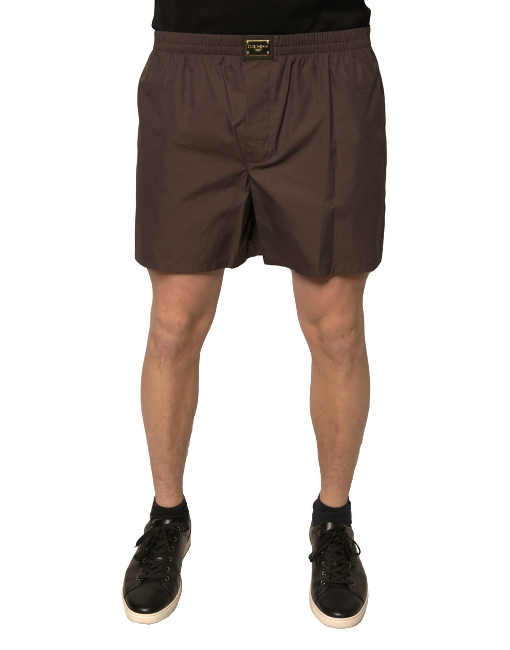 Dolce & Gabbana Brown Cotton Blend Men Mid Waist Shorts - Eljoys Fashion 