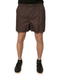 Dolce & Gabbana Brown Cotton Blend Men Mid Waist Shorts - Eljoys Fashion 