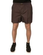 Dolce & Gabbana Brown Cotton Blend Men Mid Waist Shorts - Eljoys Fashion 
