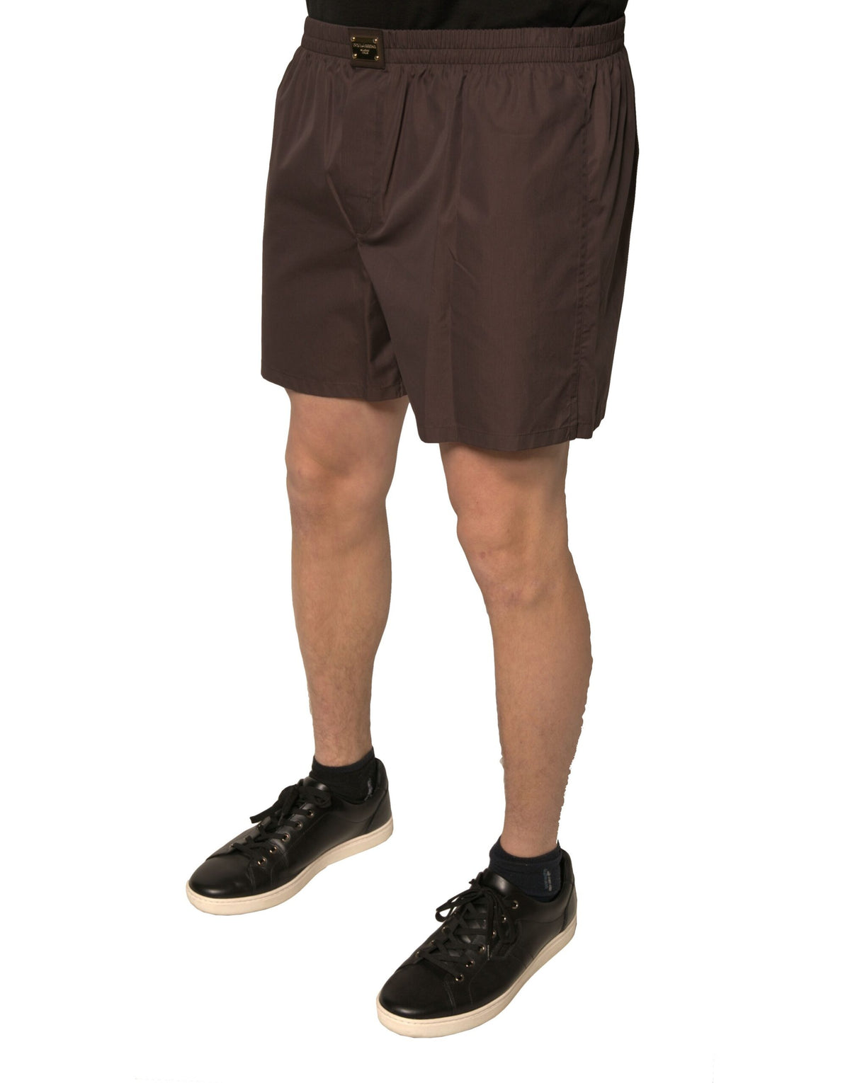 Dolce & Gabbana Brown Cotton Blend Men Mid Waist Shorts - Eljoys Fashion 
