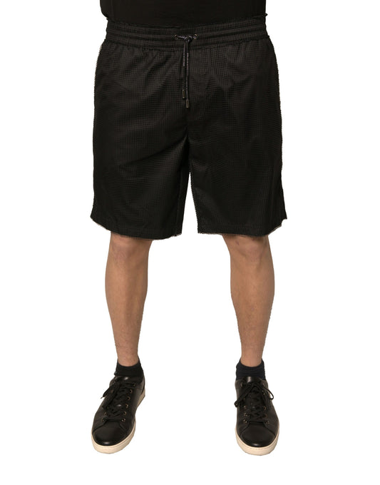 Dolce & Gabbana Black Polyester Jersey Mid Waist Shorts Dolce & Gabbana