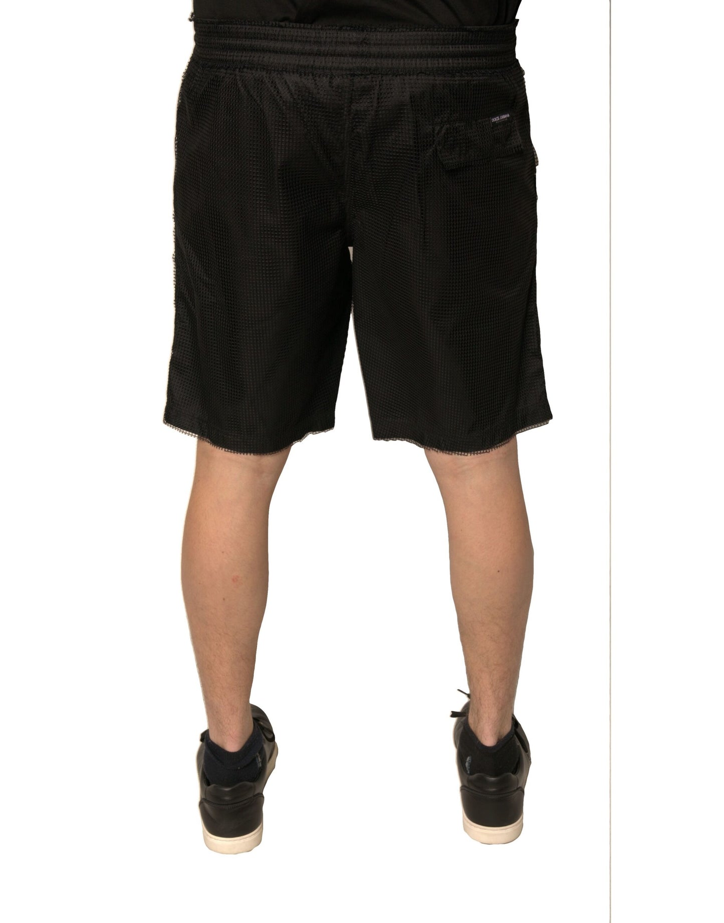 Dolce & Gabbana Black Polyester Jersey Mid Waist Shorts Dolce & Gabbana