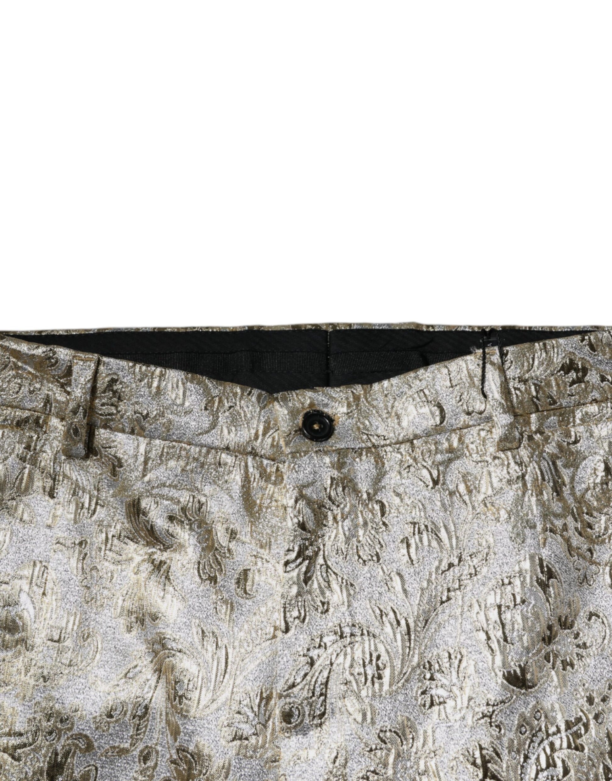 Dolce & Gabbana Gold Floral Jacquard Men Dress Pants Dolce & Gabbana