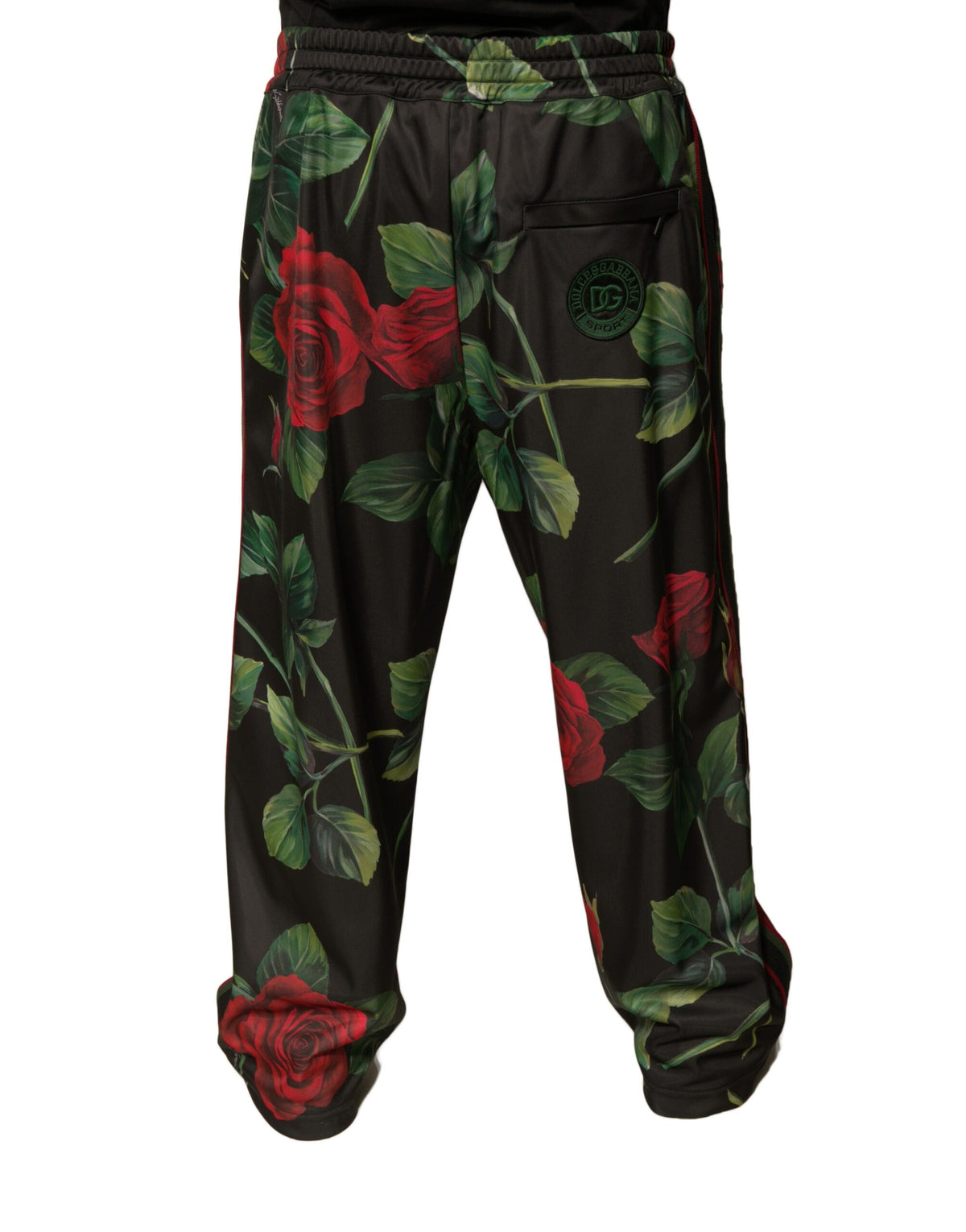 Dolce & Gabbana Black Floral Polyester Jogger Sweatpants Pants - Eljoys Fashion 