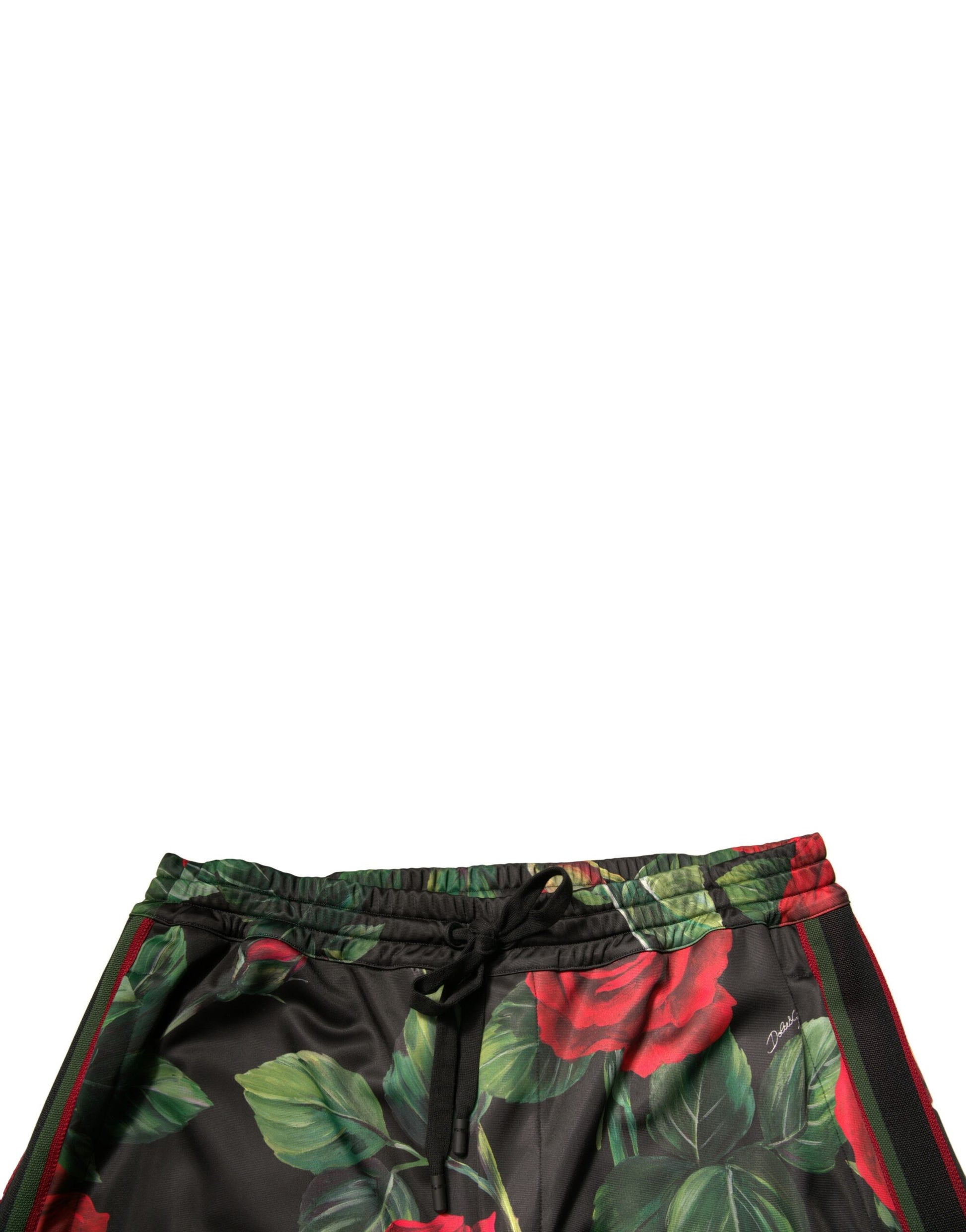 Dolce & Gabbana Black Floral Polyester Jogger Sweatpants Pants Dolce & Gabbana
