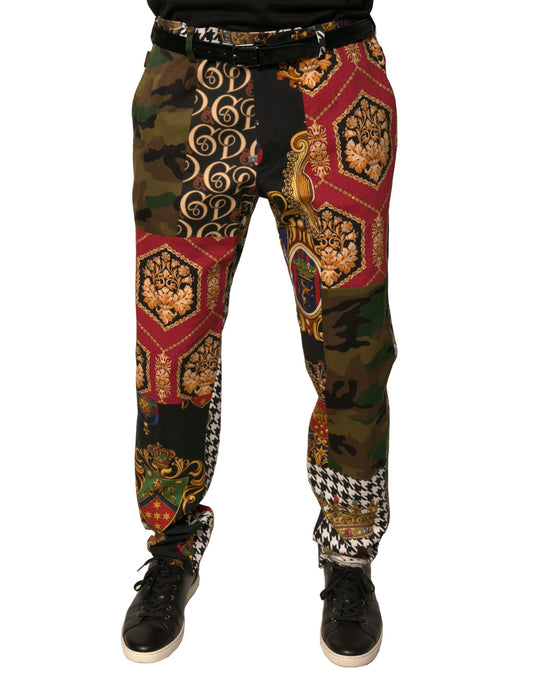 Dolce & Gabbana Multicolor Patchwork Men Dress Pants Dolce & Gabbana