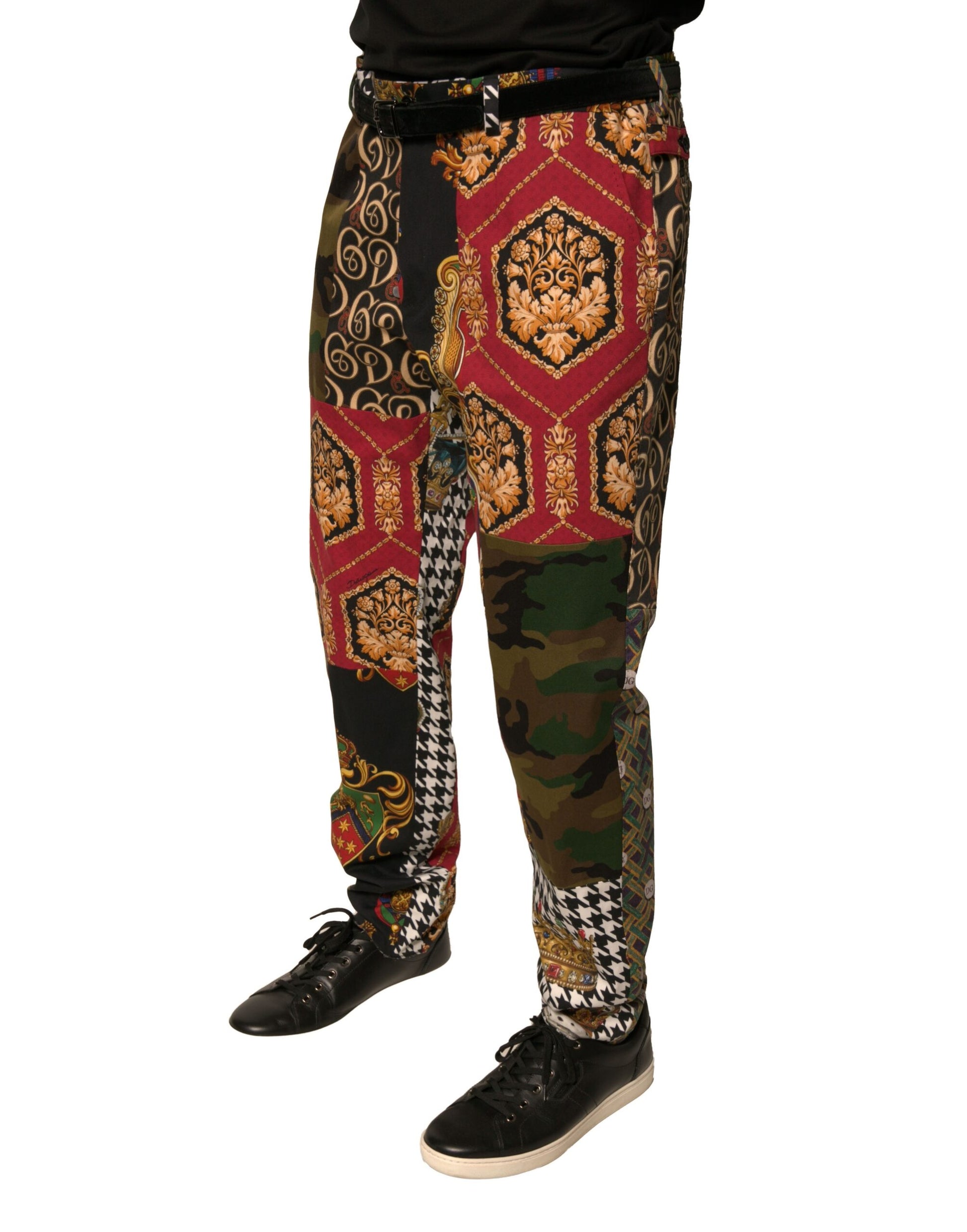 Dolce & Gabbana Multicolor Patchwork Men Dress Pants Dolce & Gabbana