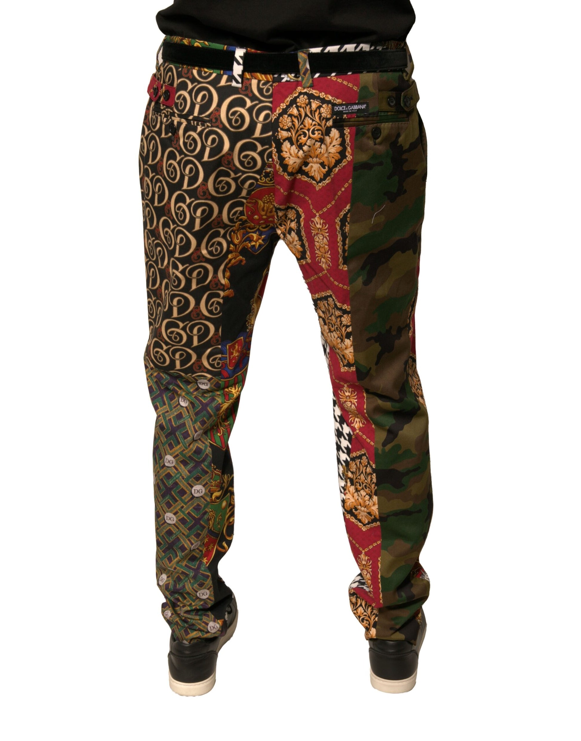 Dolce & Gabbana Multicolor Patchwork Men Dress Pants Dolce & Gabbana