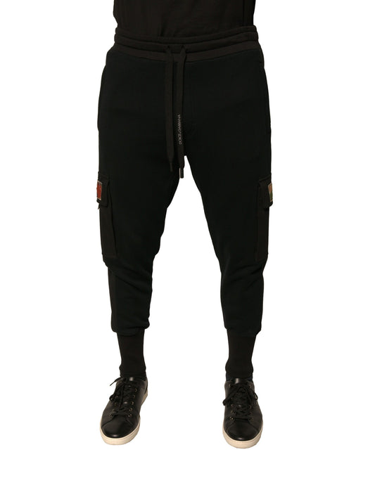 Dolce & Gabbana Black Cotton Jogger Cargo Sweatpants Pants Dolce & Gabbana