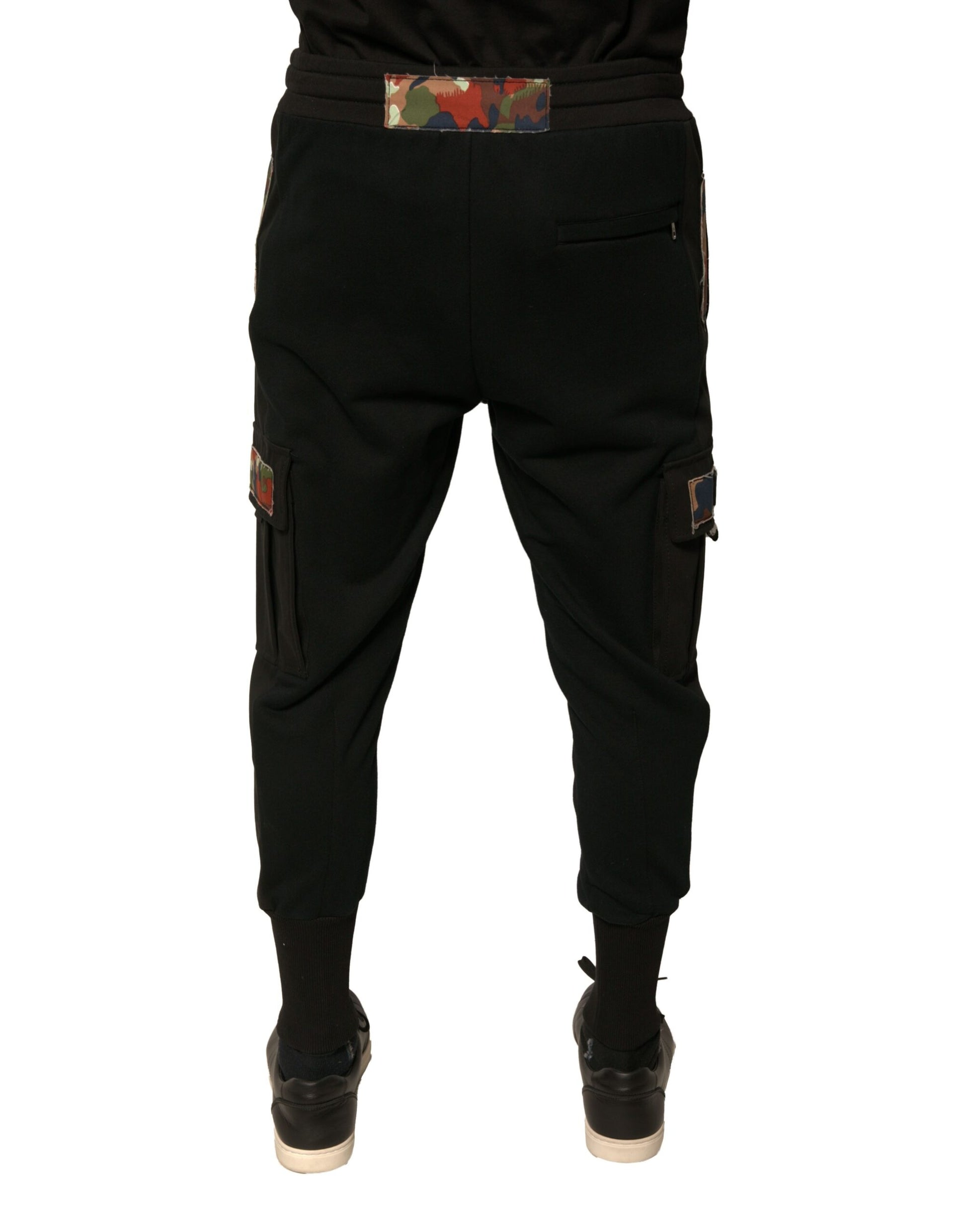 Dolce & Gabbana Black Cotton Jogger Cargo Sweatpants Pants Dolce & Gabbana