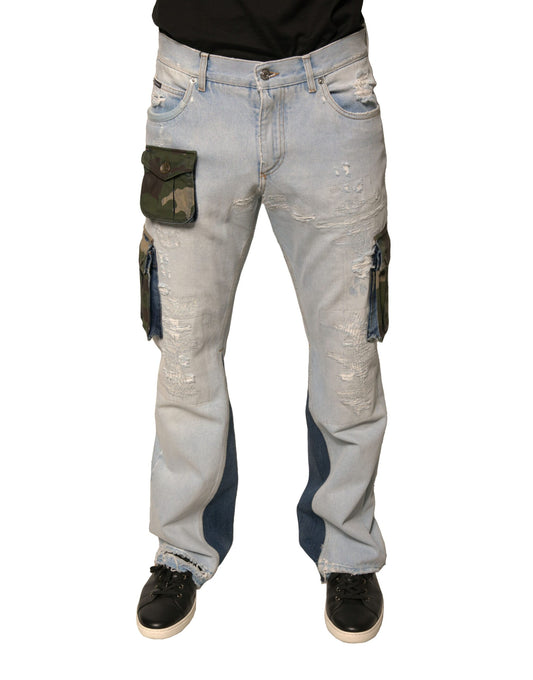 Dolce & Gabbana Light Blue Cotton Cargo Straight Denim Jeans Dolce & Gabbana