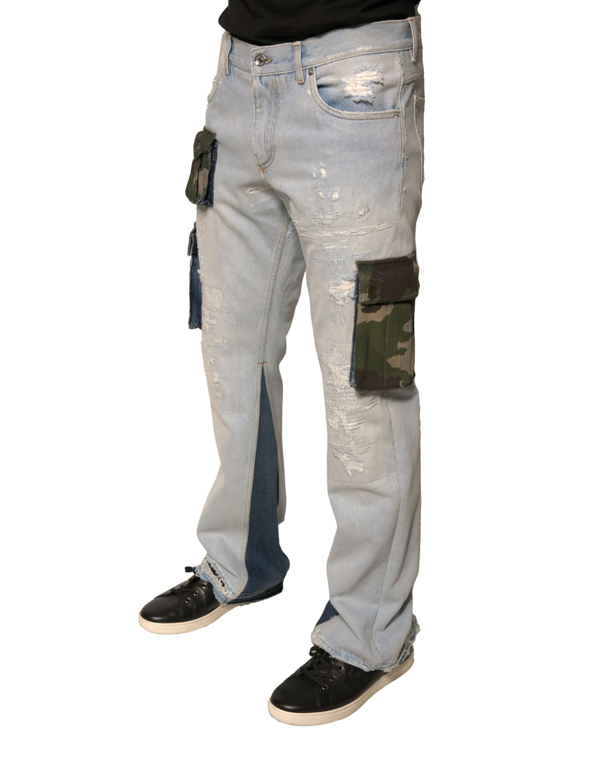Dolce & Gabbana Light Blue Cotton Cargo Straight Denim Jeans Dolce & Gabbana