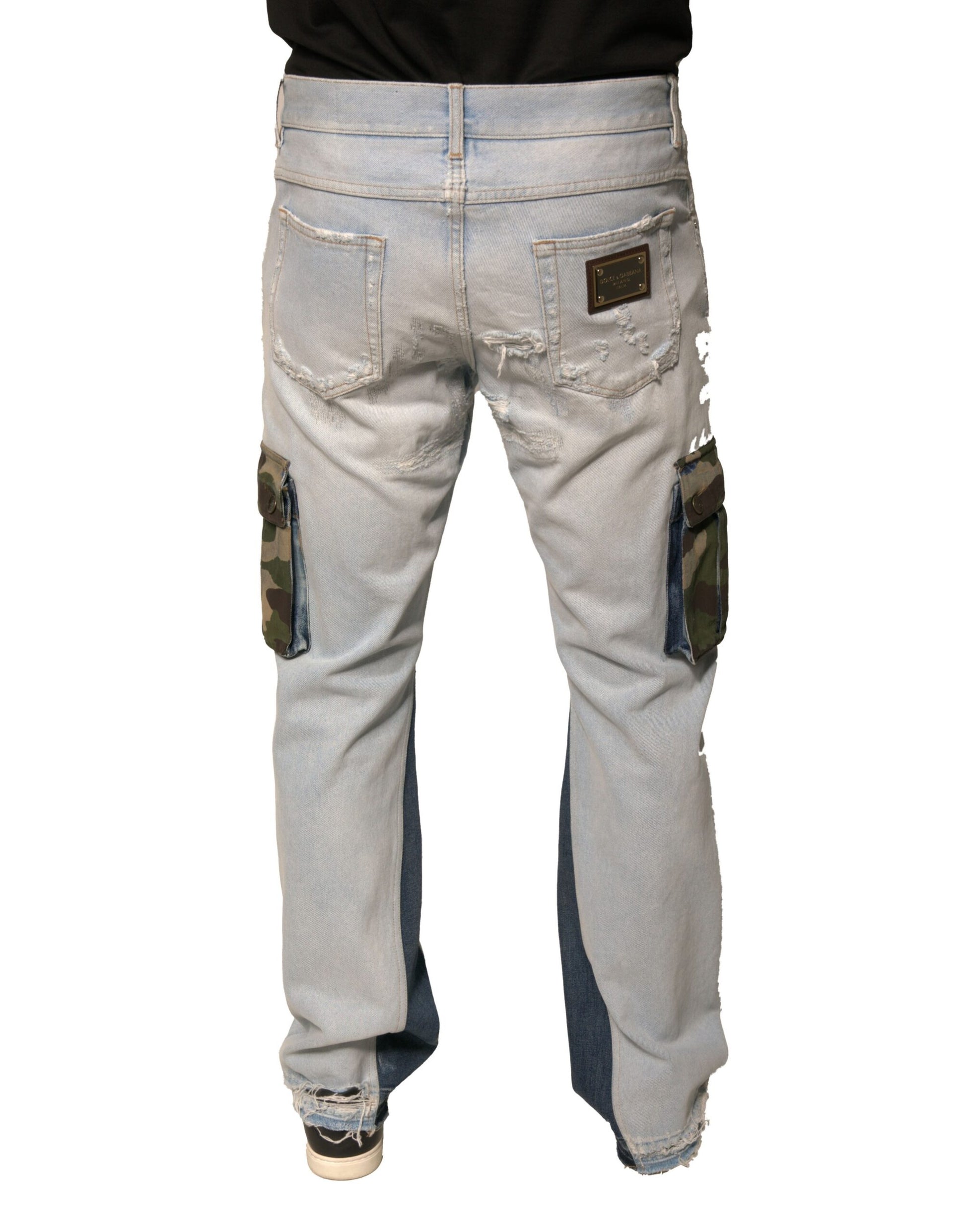 Dolce & Gabbana Light Blue Cotton Cargo Straight Denim Jeans Dolce & Gabbana
