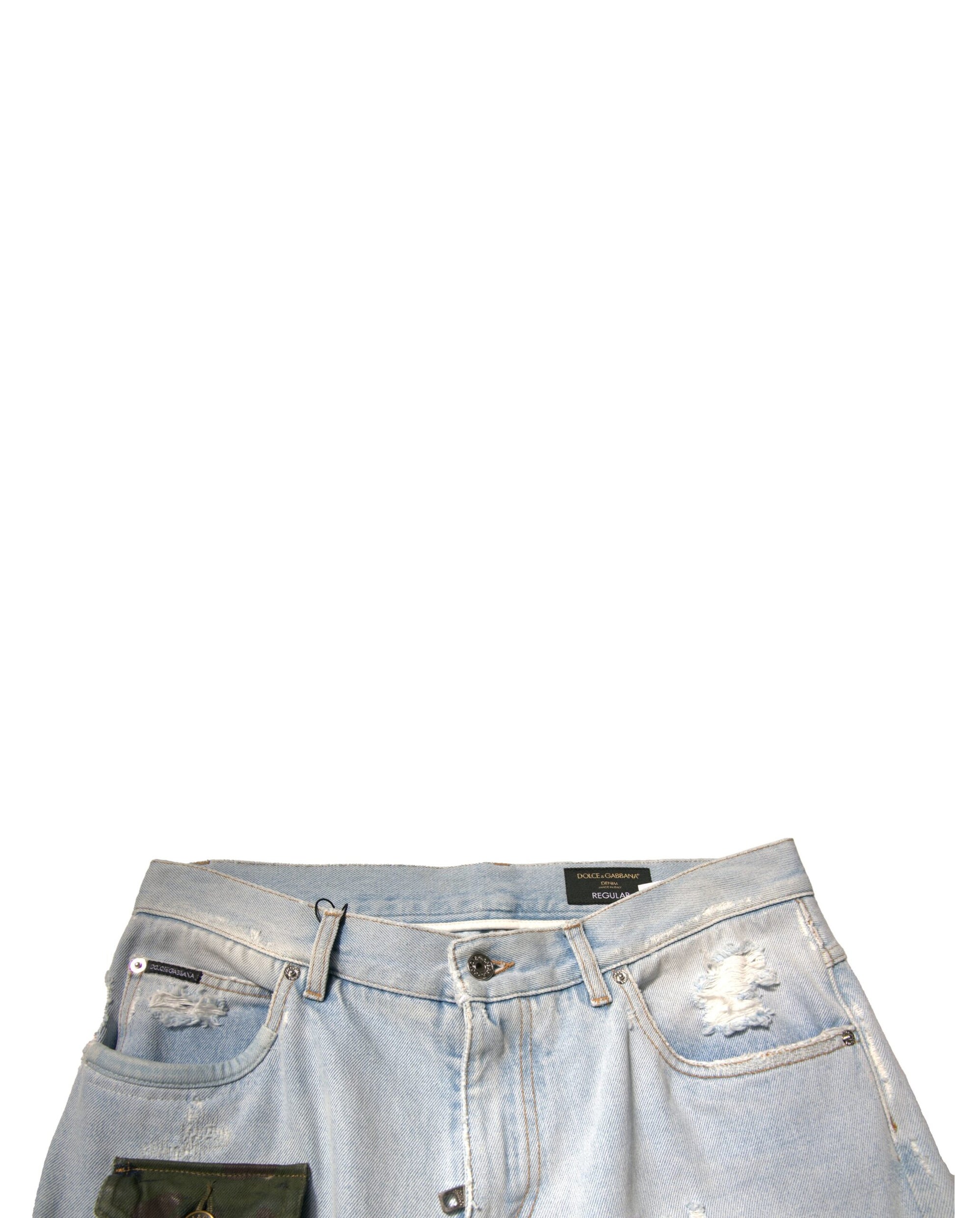 Dolce & Gabbana Light Blue Cotton Cargo Straight Denim Jeans Dolce & Gabbana