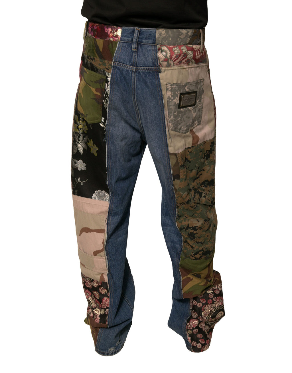 Dolce & Gabbana Blue Patchwork Cotton Straight Denim Jeans - Eljoys Fashion 