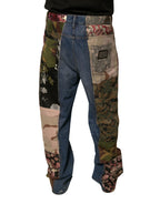 Dolce & Gabbana Blue Patchwork Cotton Straight Denim Jeans - Eljoys Fashion 