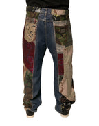 Dolce & Gabbana Blue Patchwork Cotton Straight Denim Jeans - Eljoys Fashion 