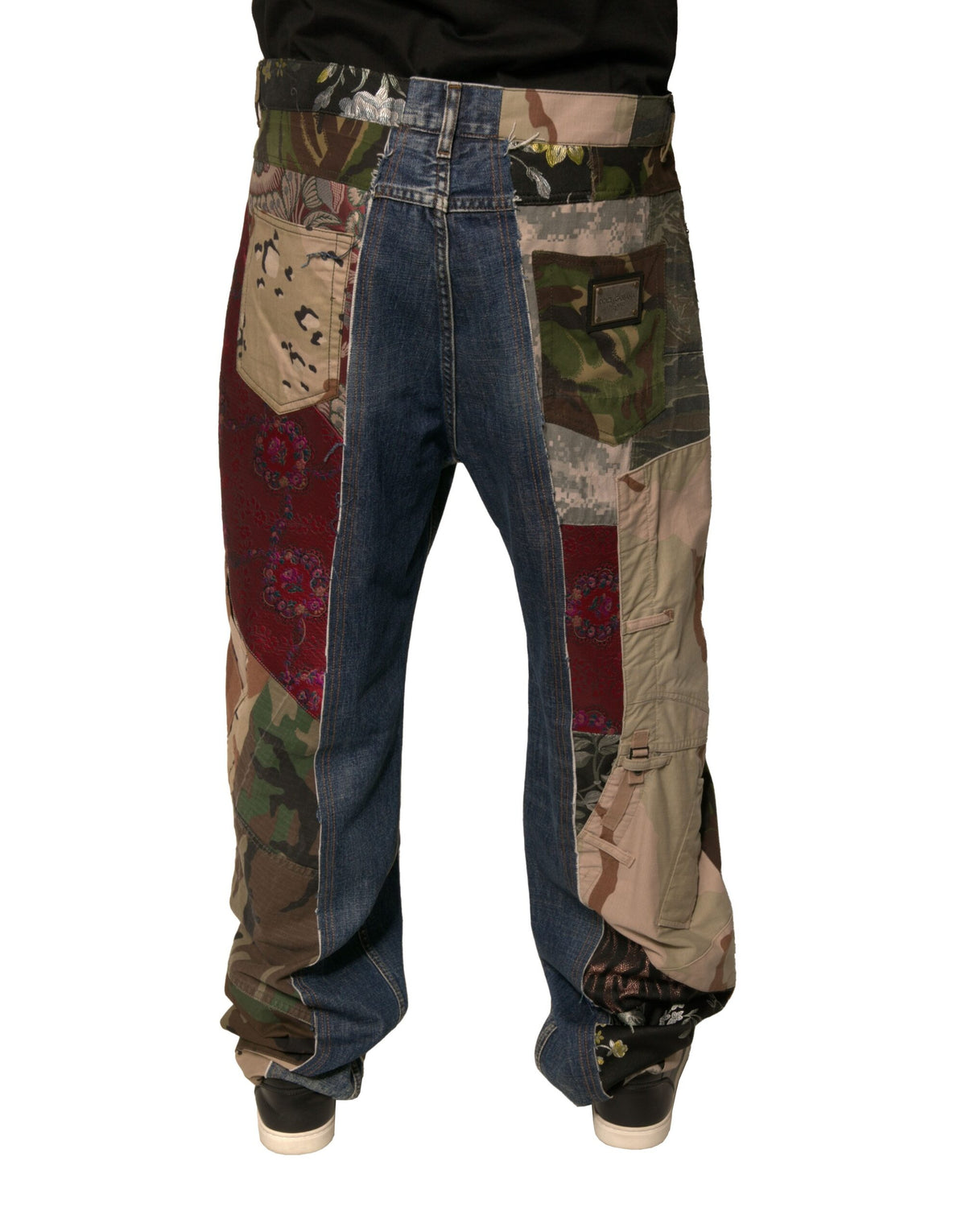 Dolce & Gabbana Blue Patchwork Cotton Straight Denim Jeans - Eljoys Fashion 
