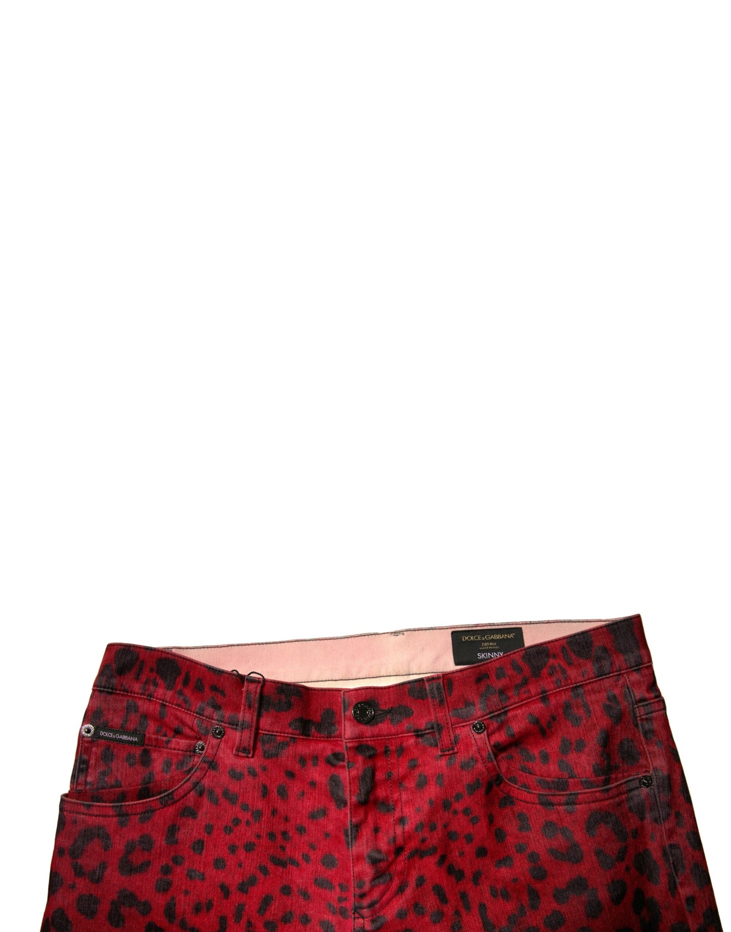 Dolce & Gabbana Red Leopard Cotton Stretch Skinny Denim Jeans Dolce & Gabbana