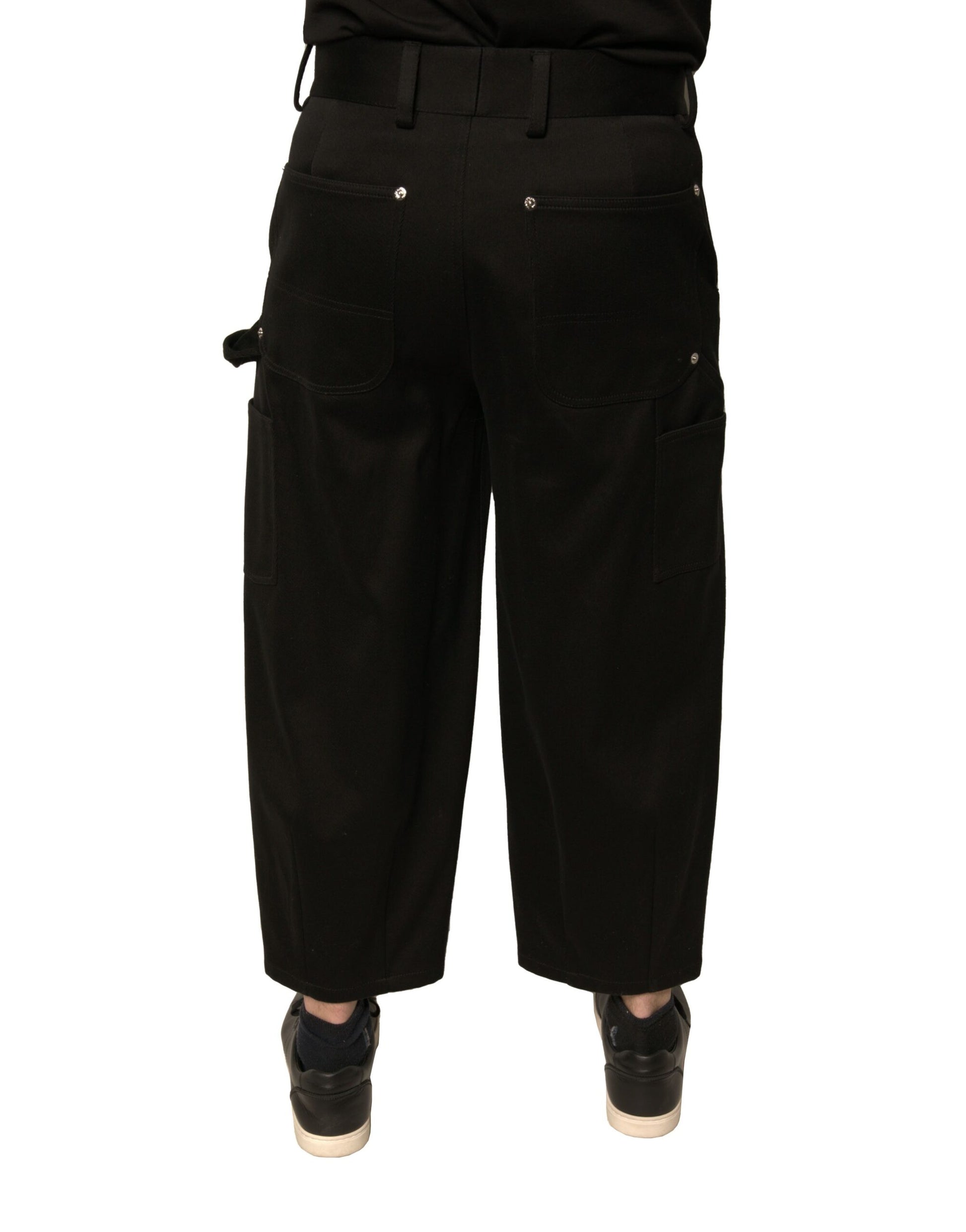 Dolce & Gabbana Black Cotton Mid Waist Cropped Pants Dolce & Gabbana
