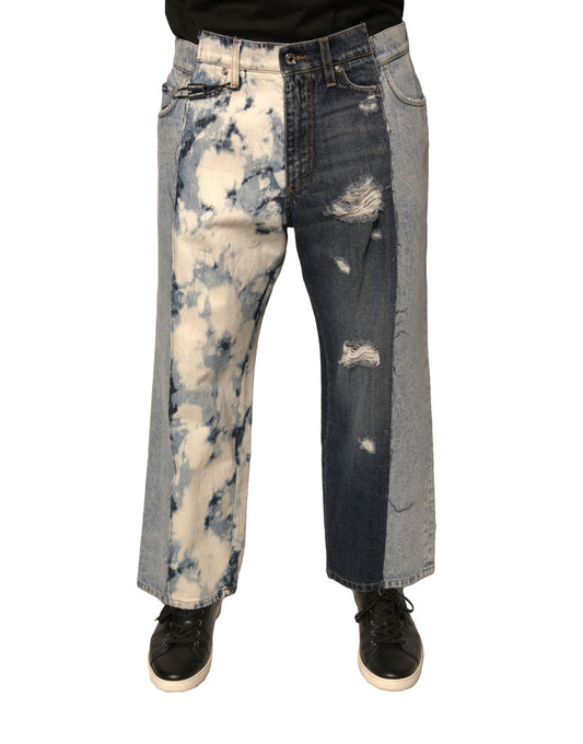 Dolce & Gabbana Multicolor Patchwork Cotton Straight Men Denim Jeans Dolce & Gabbana