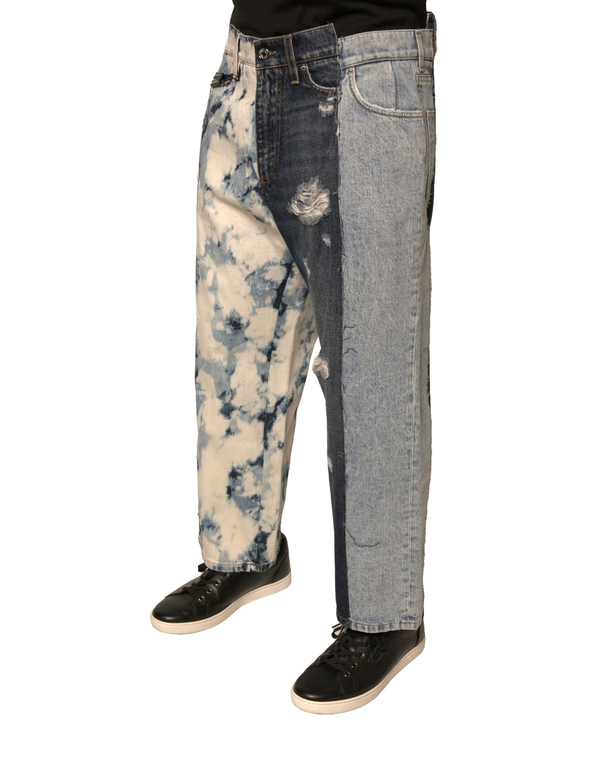 Dolce & Gabbana Multicolor Patchwork Cotton Straight Men Denim Jeans Dolce & Gabbana