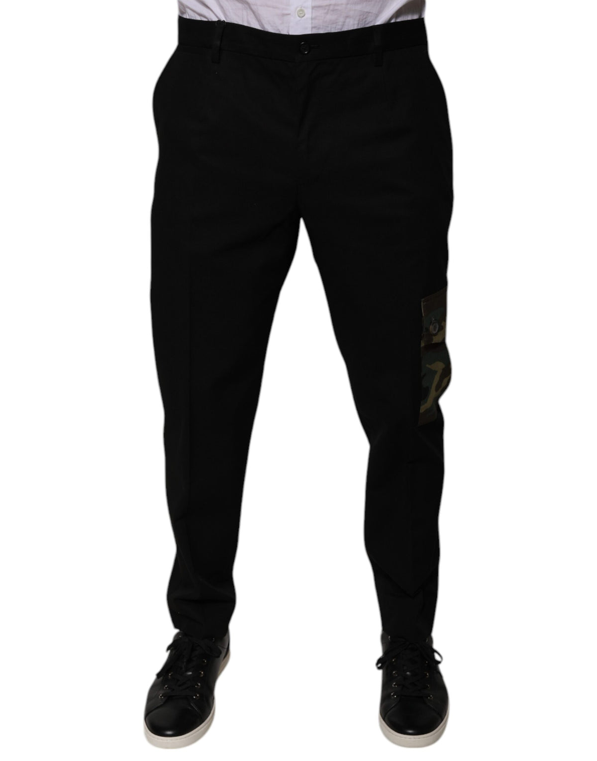 Dolce & Gabbana Black Cotton Men Cargo Casual Pants - Eljoys Fashion 