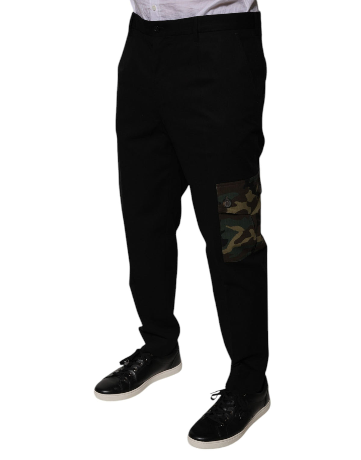 Dolce & Gabbana Black Cotton Men Cargo Casual Pants - Eljoys Fashion 