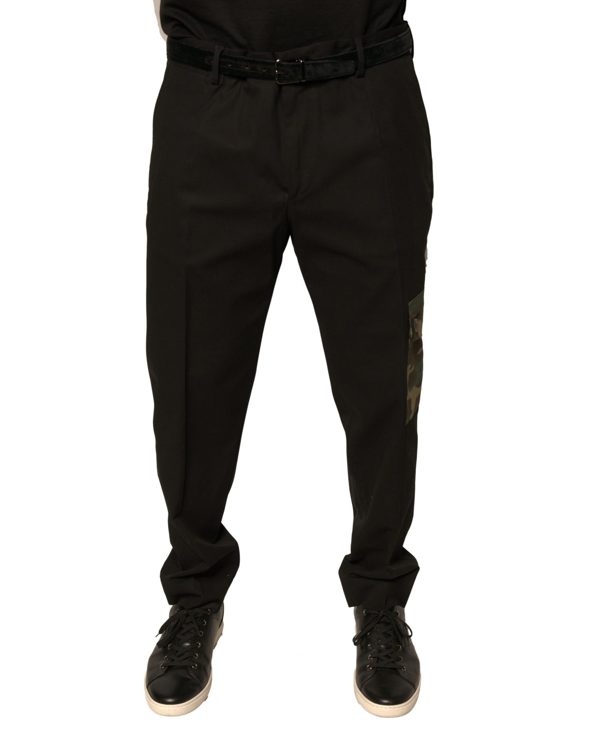 Dolce & Gabbana Black Cotton Men Cargo Casual Pants - Eljoys Fashion 
