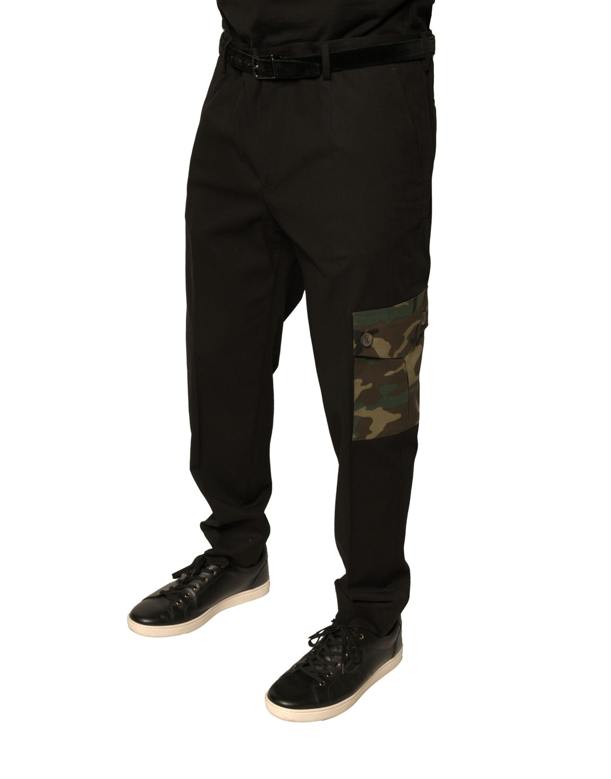 Dolce & Gabbana Black Cotton Men Cargo Casual Pants - Eljoys Fashion 