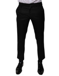 Dolce & Gabbana Black Wool Tapered Formal Dress Pants - Eljoys Fashion 