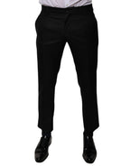 Dolce & Gabbana Black Wool Tapered Formal Dress Pants - Eljoys Fashion 