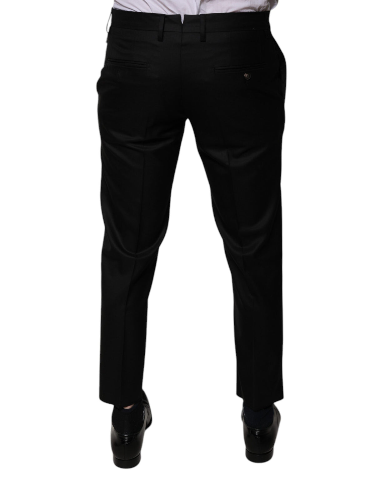 Dolce & Gabbana Black Wool Tapered Formal Dress Pants - Eljoys Fashion 